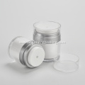 Acrylic White And Silver Cosmetic Cream Airless Jar